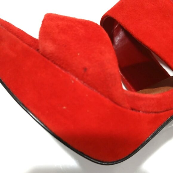 Steve Madden Buzzzer Red Suede Leather Platform High Heel 5.5M Open Toe Stiletto - Picture 10 of 10